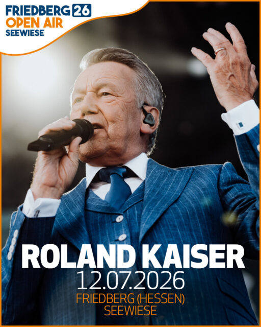 🎬 Roland Kaiser kommt am 12. Juli 2026 nach Friedberg – doch bevor er die Seewiese zum Beben bringt, könnt ihr ihn schon jetzt auf der großen Leinwand erleben! 🎶

Ab morgen läuft der Roland Kaiser Konzertfilm in den deutschen Kinos – natürlich auch bei unserem Partner @kinopolis_de. 🍿✨
Also ab ins Kino und holt euch schon mal das Konzert-Feeling für den Sommer 2026! ☀️

Und wer weiß… vielleicht wartet in Gießen und Frankfurt (MTZ) ja noch die ein oder andere Überraschung. 😉

🎟️ Tickets für das Konzert am 12.07.2026 bekommt ihr hier:
➡️ https://tickets.friedberg-openair.de/