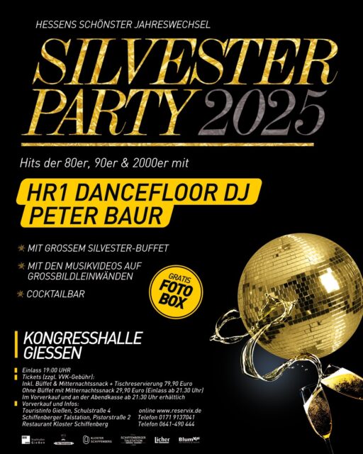 Noch keine Pläne für Silvester? 🎆

Unser Gastronomiepartner @der_gastropate  macht’s euch leicht:
Genießt ein leckeres Silvesterbuffet und feiert anschließend bei der großen Party – alles an einem Ort, in der Kongresshalle Gießen. 🥂✨

🎟️ Tickets gibt’s hier:
https://www.adticket.de/Silvester-Party-2025/Giessen-Kongresshalle/31-12-2025_19-00.html